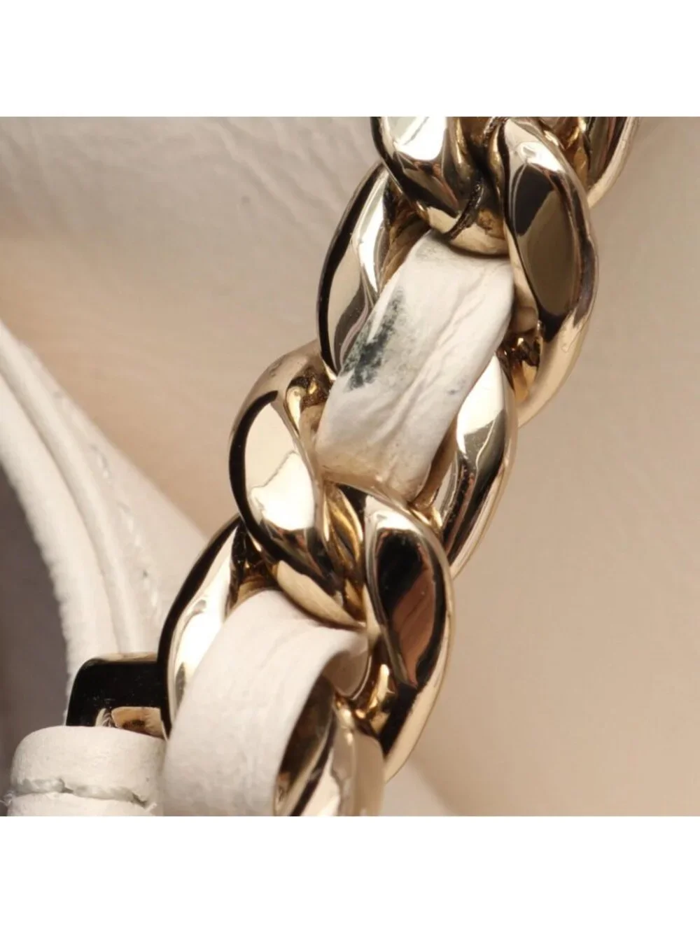 Chanel Shoulder Bag Quilted 2-Way White Calf Fabric